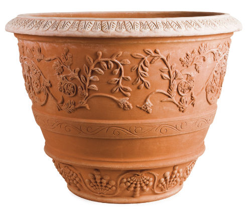 Impruneta Terracotta highly decorative v-shaped pot