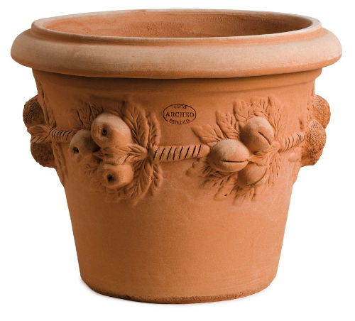 Impruneta Terracotta fruit-decorated v-shaped pot